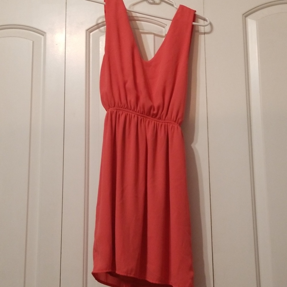 Low back salmon mini dress